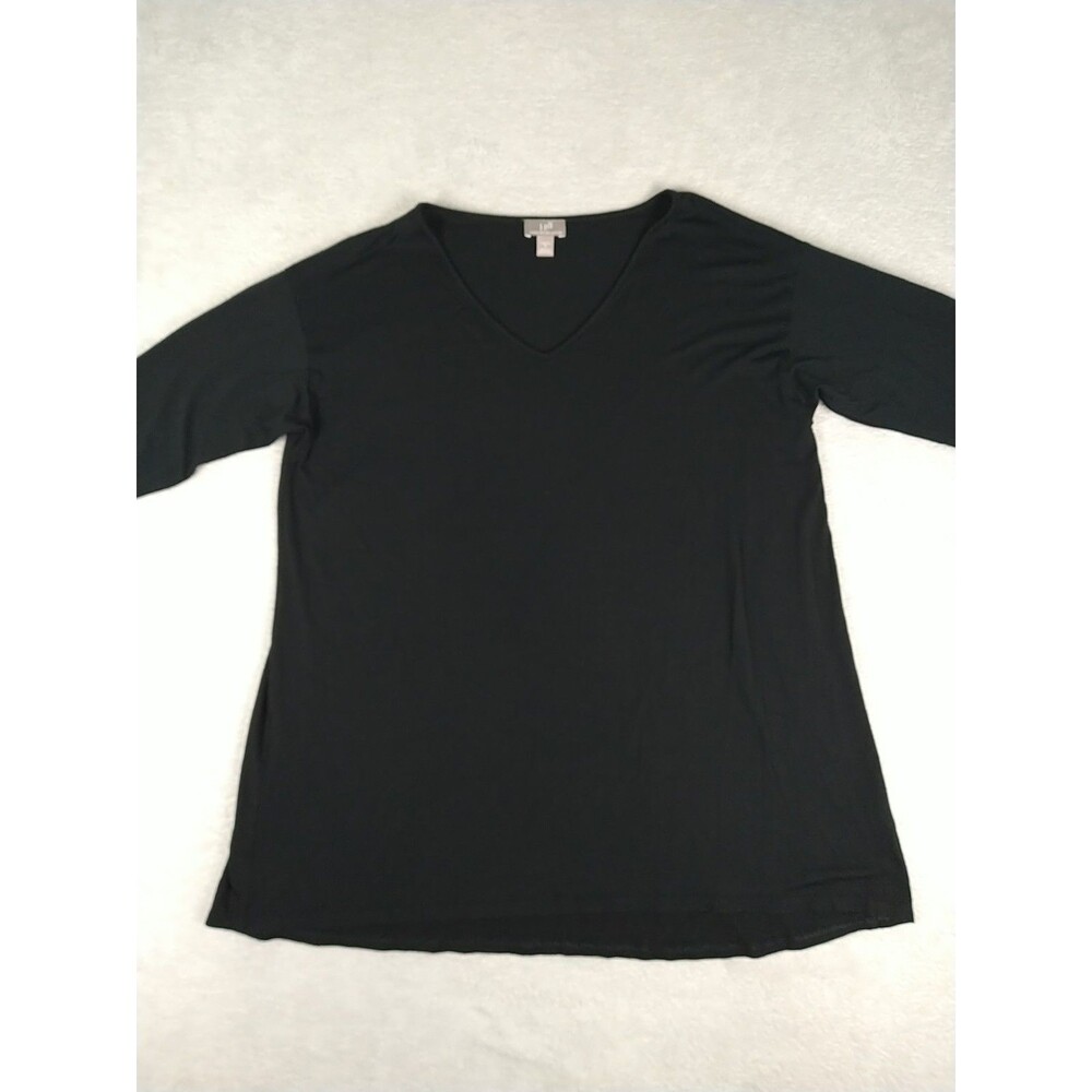 J. Jill Wearever Collection Top Women’s Small V-Neck 3/4 Sleeve Black Stretch